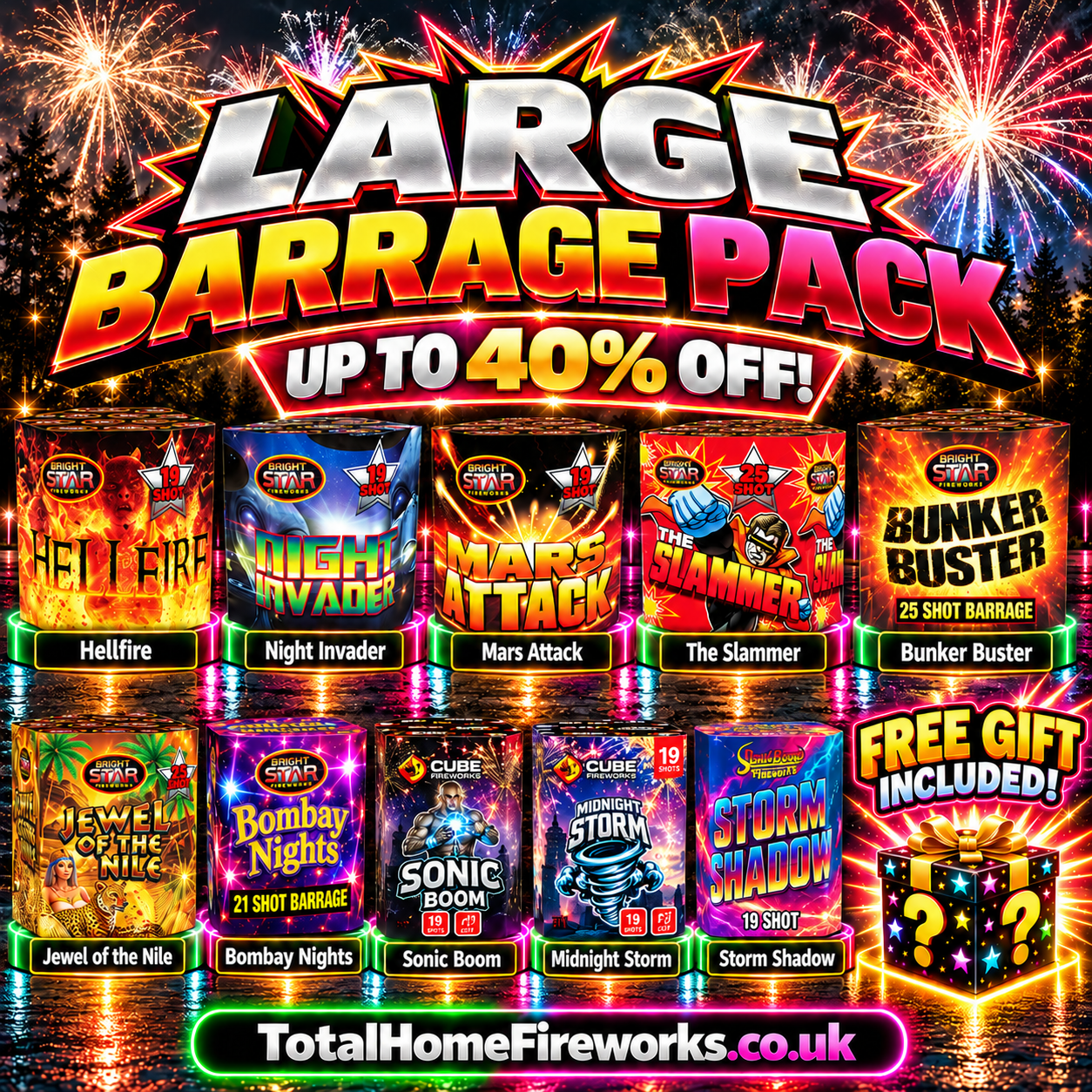 Large barrage pack | Diwali, Bonfire night | new years eve packs | total home fireworks |