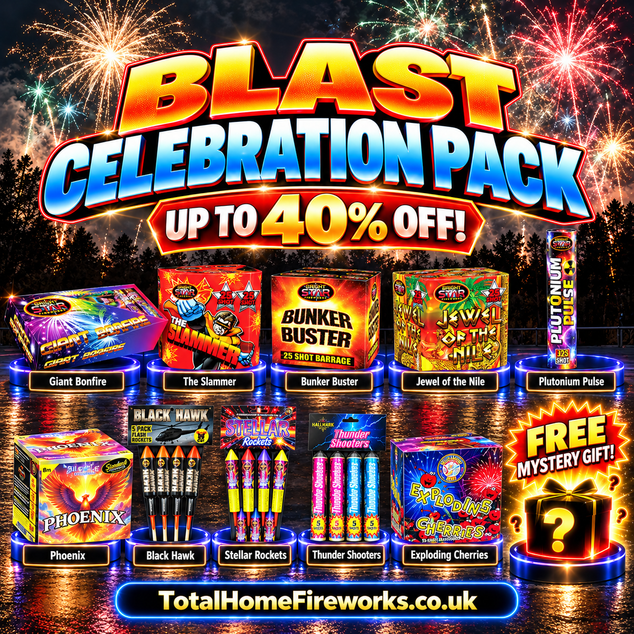BLAST CELEBRATION PACK - Total home fireworks – | Standard fireworks | Brightstar fireworks | Blackcat fireworks Hallmark Fireworks | Diwali fireworks | Bonfire fireworks | New Years Eve Fireworks |