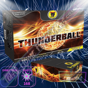 Thunderball Compound Firework – 168 Shots of Pure Pyrotechnic Power by Black Cat Fireworks and Total home Fireworks.