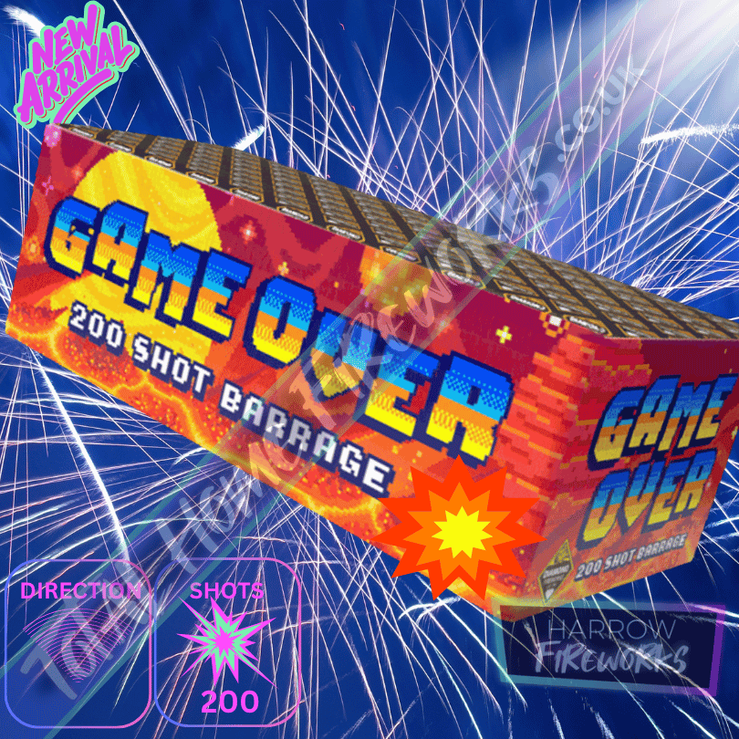 GAME OVER 200 SHOT COMPOUND MEGA FIREWORK | Diamond fireworks - | total home fireworks