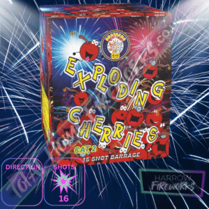 EXPLODING CHERRIES – 16 Shot Barrage – Total Home Fireworks – Brothers Pyrotechnics
