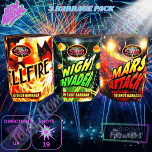 MIXED 3 19-SHOT BARRAGES – Total Home Fireworks – Bright Star