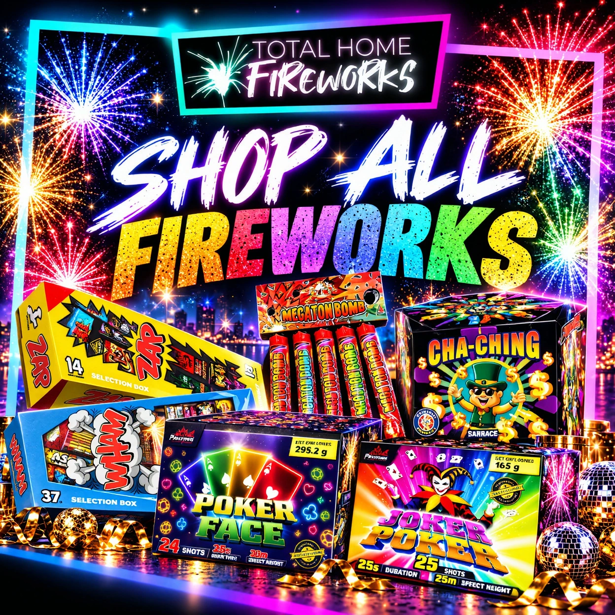 shop all fireworks -Total home fireworks – Hallmark Fireworks | Diwali fireworks | Bonfire fireworks | New Years Eve Fireworks | 